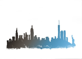 Obraz premium Watercolor skyline of new york city in USA
