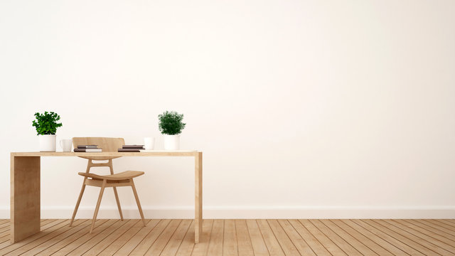 workspace or coffee shop minimal design - 3D Rendering