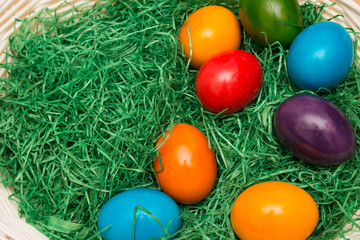 Fototapeta na wymiar Colored eastern eggs background