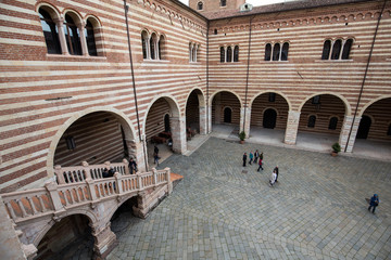 View of the Courtyard of the  Palazzo della Ragione in Verona. Italy