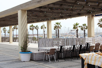 Restaurant is on the beach