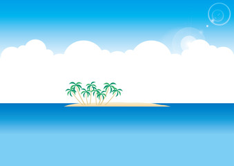 Fototapeta na wymiar 無人島と椰子の木
