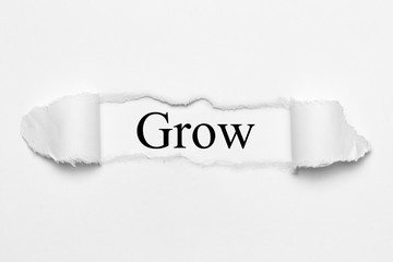 Grow on white torn paper