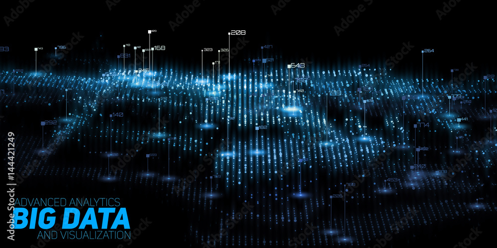Poster vector abstract 3d big data visualization. futuristic infographics aesthetic design. visual informat