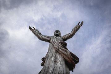 Sculpture of Jesus on so called Hill of Crosses, famous site in Lithuania