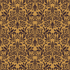 Vector damask seamless pattern background. Classical luxury old fashioned damask ornament, royal victorian seamless texture for wallpapers, textile, wrapping. Exquisite floral baroque template.