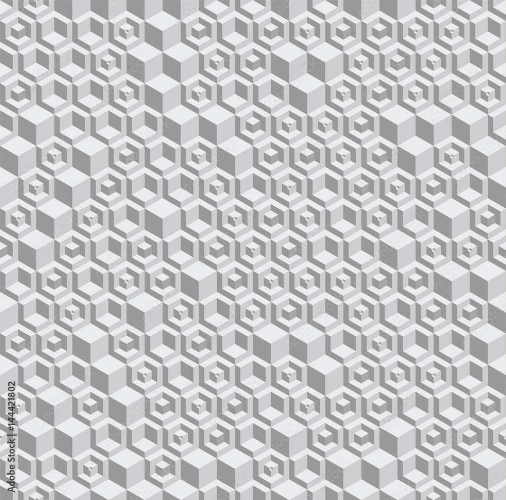 Aufkleber grayscale hexagonal seamless vector pattern. volumetric hexagon elements placed randomly. modern abs