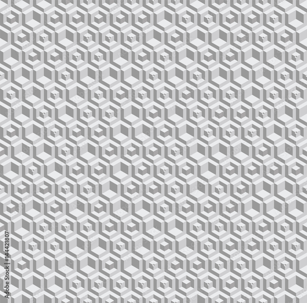 Aufkleber grayscale hexagonal seamless vector pattern. volumetric hexagon elements placed randomly. modern abs
