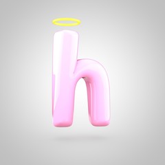 Cute angelic pink letter H lowercase with halo
