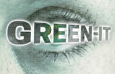 Green IT auge mit matrix blickt auf betrachter konzept