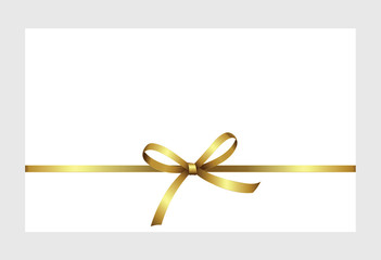 Gift certificate, Gift Card With Golden Ribbon And A Bow on white background.  Gift Voucher Template.  Vector image.