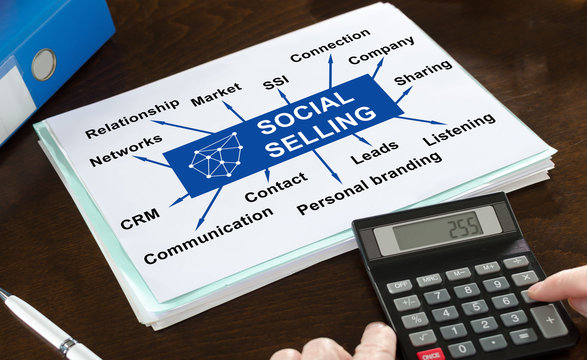 Social selling concept illustrated on a paper