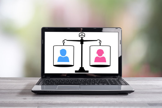 Equality concept on a laptop screen