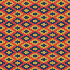 Seamless vector pattern with ikat ornament with rhombus
