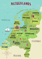 Illustrated map of Netherlands