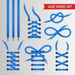 Blue Lace Shoes Icon Set - obrazy, fototapety, plakaty