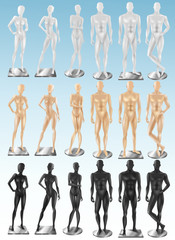 Mannequins 3 color Realistic Sets