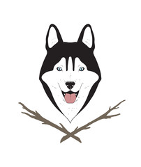 Naklejka premium Vector illustration with siberian husky dog