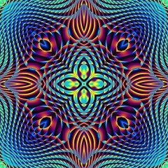 Symmetric round mandala ornament. 