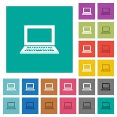 Laptop with blank screen square flat multi colored icons