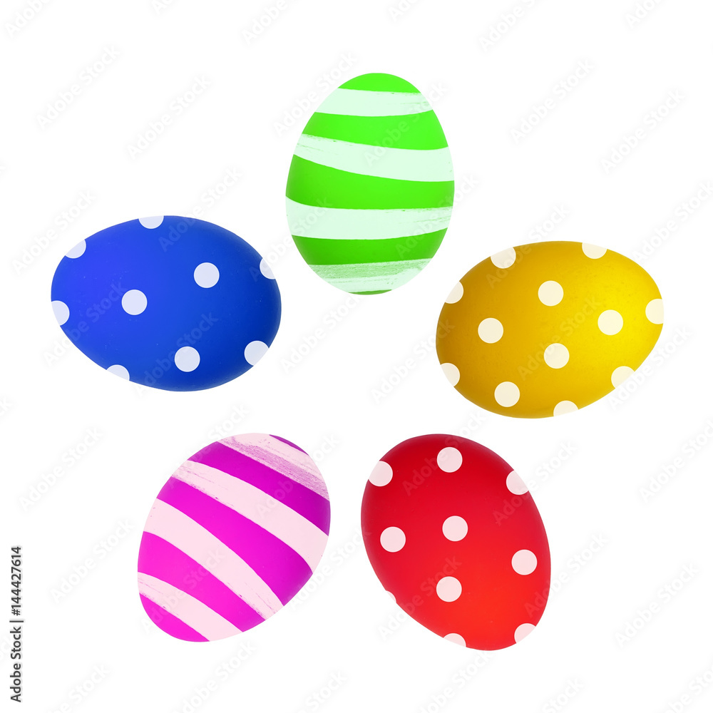 Wall mural Colorful Easter Eggs isolated on white