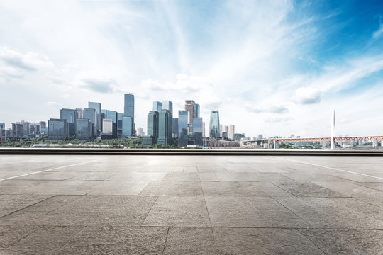 empty floor with cityscape of chongqing