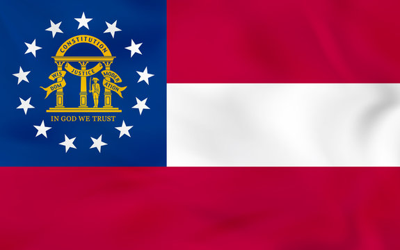 Georgia waving flag. Georgia state flag background texture.