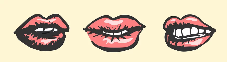 Foto op Canvas Mooie rode lippen en stralend witte tanden © emieldelange