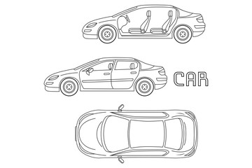 Car line art. Vector Illustration.