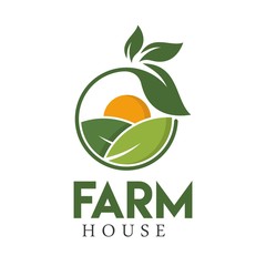 Farm house logo illustration full vector