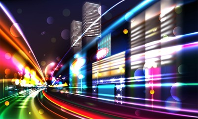 Blurred Defocused Lights of Heavy Traffic on a Wet Rainy