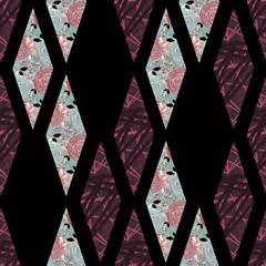 Geometric abstract elements rhombus seamless pattern retro