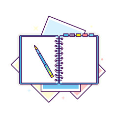 Flat design notepad with a pen