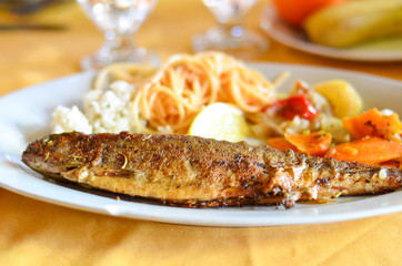Plate of Mediterranean-Style Grilled Trout