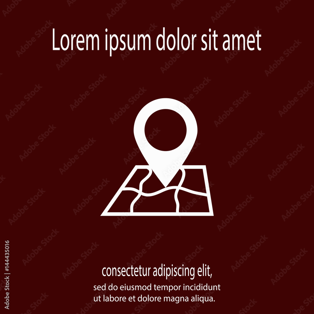 Poster map with pointer icon, vector illustration. flat design style