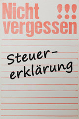 Nicht vergessen, Steuererklärung, vintage memo notepad