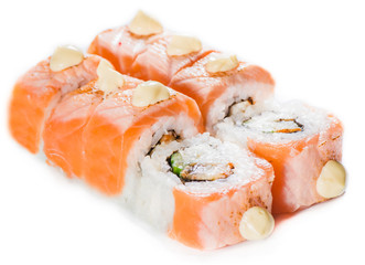 Japanese cuisine. Maki sushi isolated on white