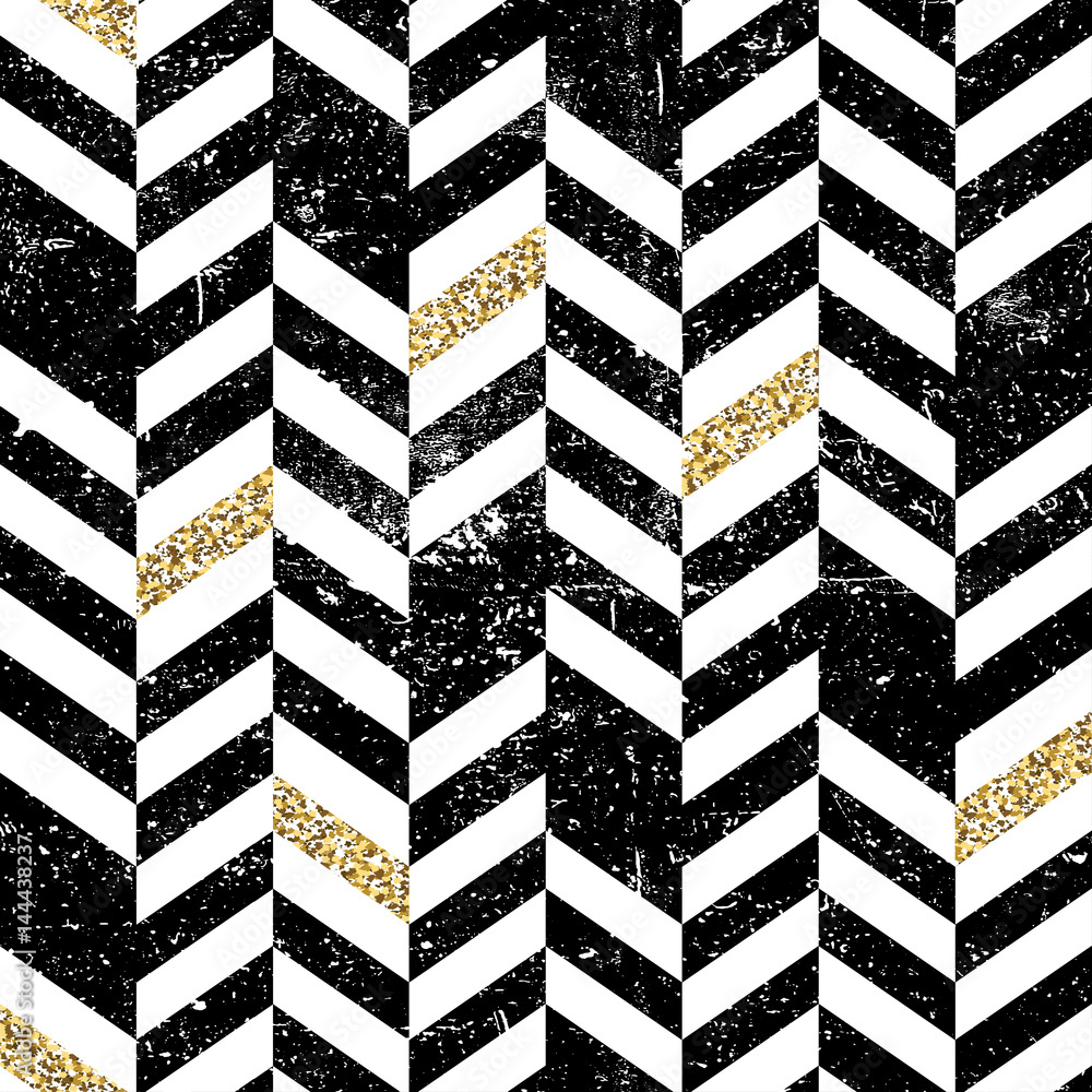 Aufkleber seamless chevron pattern with glittering gold elements