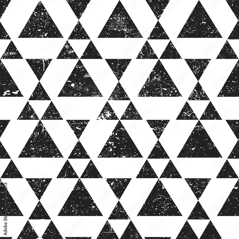 Poster black geometric triangle background. abstract seamless pattern grunge textured.