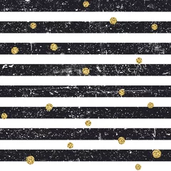 Printed kitchen splashbacks Painting and drawing lines Black textured lines and chaotic golden dots seamless pattern. Vintage retro pattern. Abstract vector background