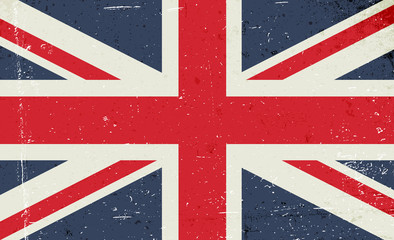 Fototapeta premium Grunge vector image of the British flag. Abstract grungy Great Britain background. Union Jack flag. United Kingdom aged background