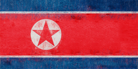 Illustration of the flag of North Korea with a grunge look.