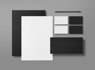 Mock up. Template for branding identity. Blank objects for placing your design. Sheets of paper, business cards and envelope.