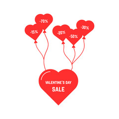 red heart flying on balloon