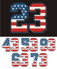 set retro number USA flag, form texture vector images are straight and smooth .