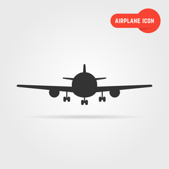 black airplane icon with shadow