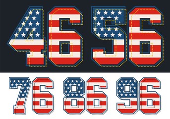 set number Flag USA, vector images texture are straight,