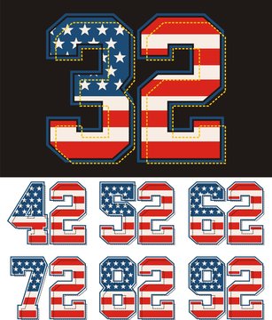 set retro for number america flag, form texture vector images are straight and smooth .