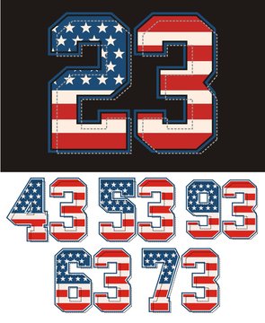 set retro number USA flag, form texture vector images are straight and smooth .