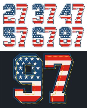 set number USA flag national, vector images texture are straight,